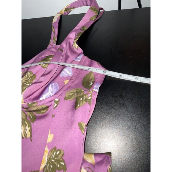 ZARA Printed Corset Style Midi Dress New in Purple size Medium - Picture 7 of 13